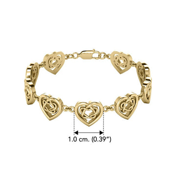 Celtic Knotwork and Hearts 14 Karat Solid Gold Bracelet GTBG737 - Jewelry
